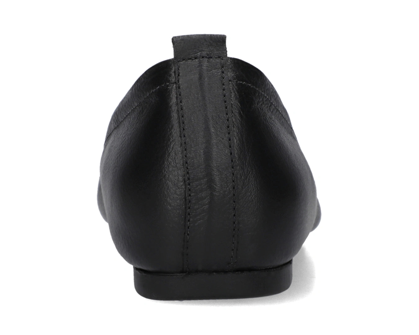 Back view of Black Full-Grain Leather Ballet Flats showing the leather texture.