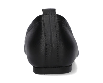 Back view of Black Full-Grain Leather Ballet Flats showing the leather texture.