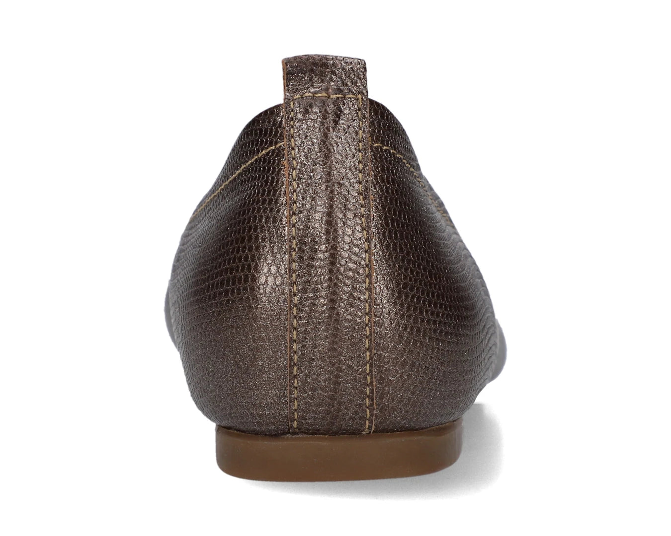 Back view of Bronze Wild Embossed Full-Grain Leather Ballet Flats showing the leather texture.