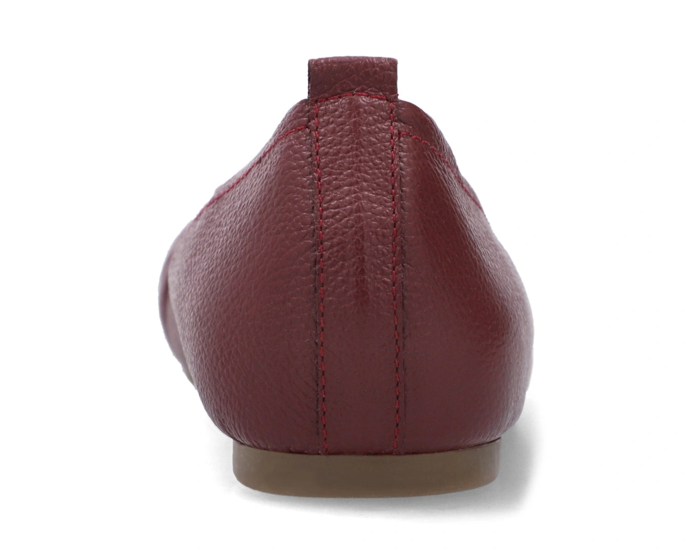 Back view of Burgondy Full-Grain Leather Ballet Flats showing the leather texture.