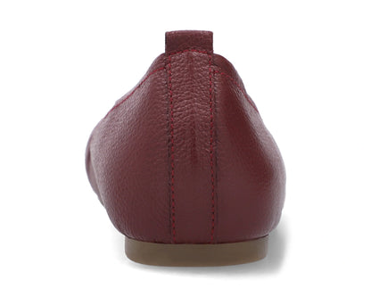 Back view of Burgondy Full-Grain Leather Ballet Flats showing the leather texture.