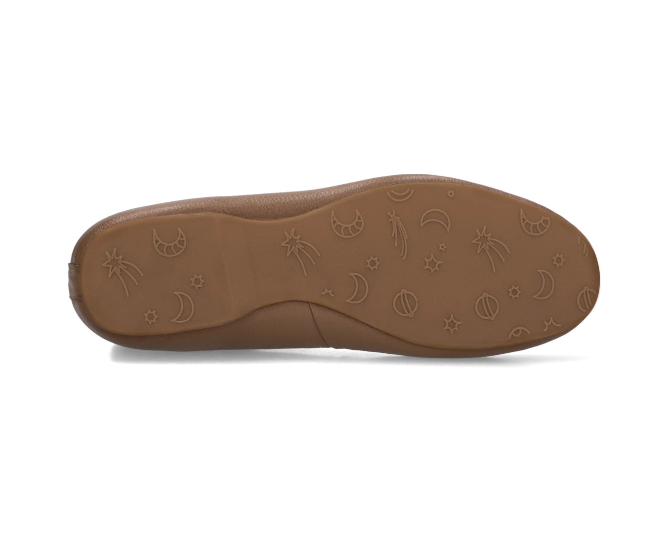 Sole view of Clay Full-Grain Leather Ballet Flats showing the one-piece rubber sole.