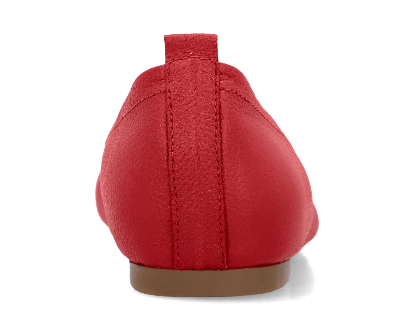 Back view of Red Full-Grain Leather Ballet Flats showing the leather texture.