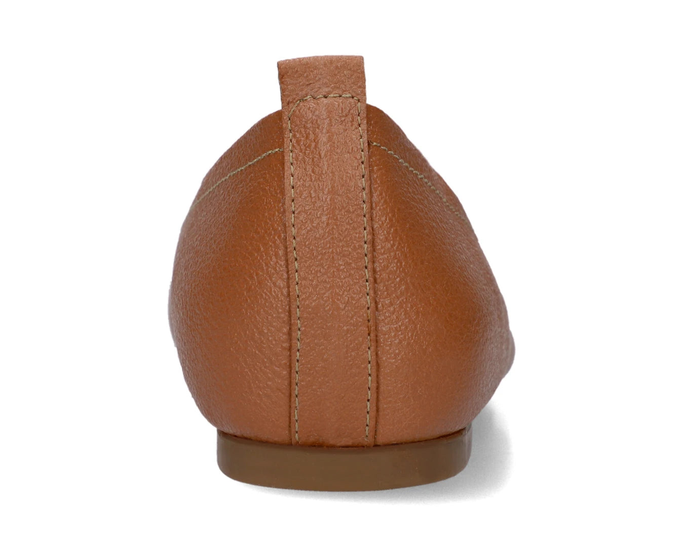 Back view of Tan Full-Grain Leather Ballet Flats showing the leather texture.