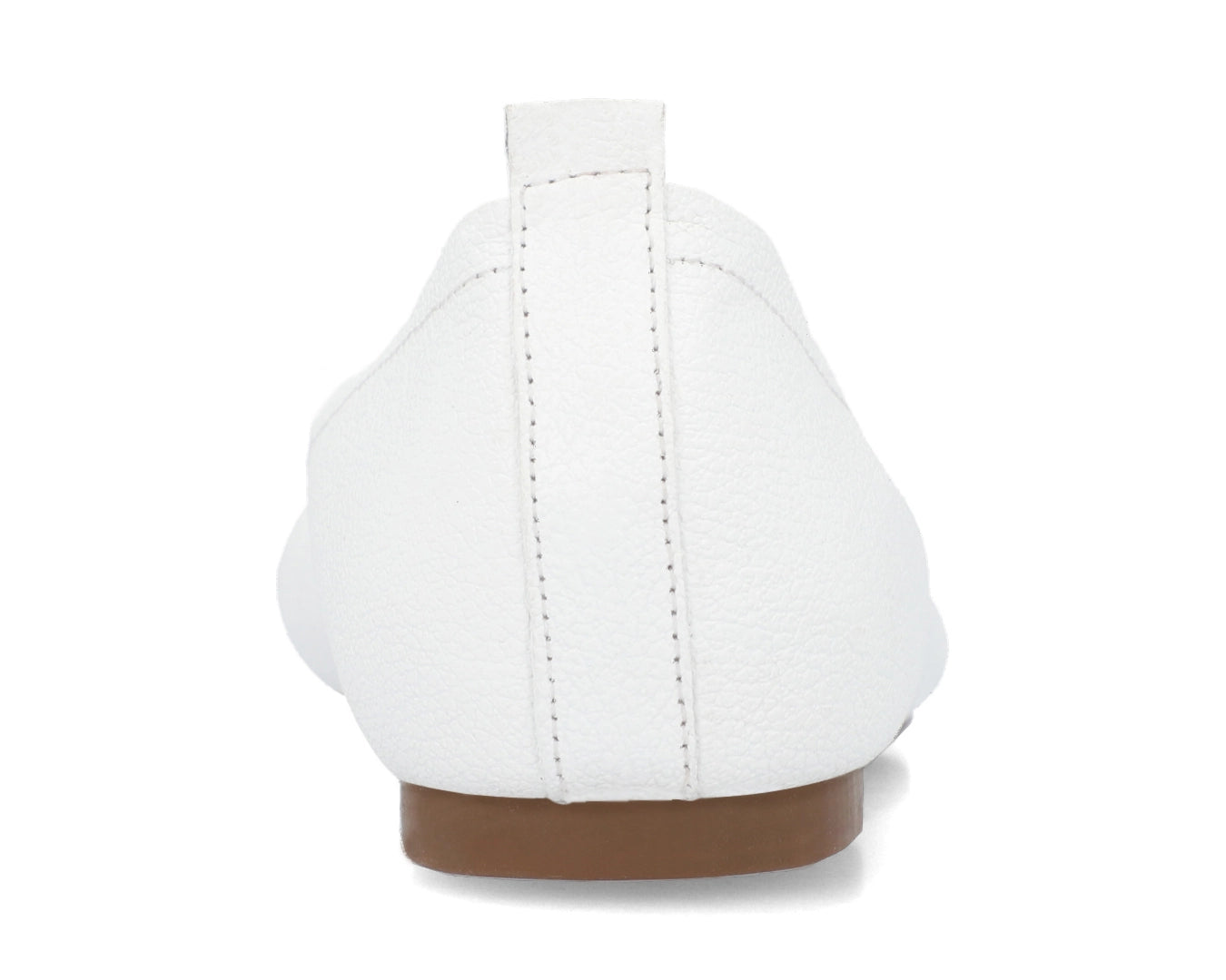 Back view of White full-grain leather ballet flats showing the leather texture.
