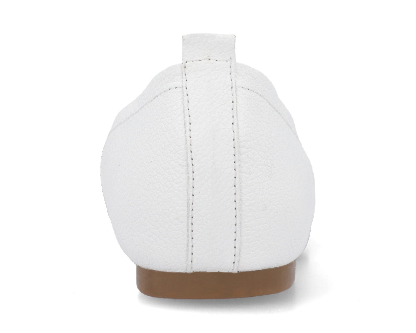 Back view of White Full-Grain Leather Ballet Flats showing the leather texture.