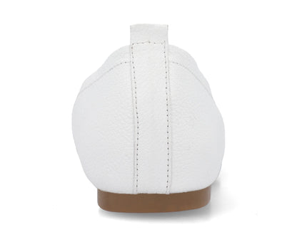 Back view of White Full-Grain Leather Ballet Flats showing the leather texture.